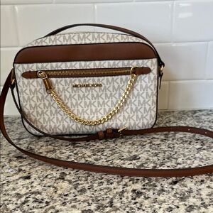 Michael Kors Tan and Cream Crossbody Bag